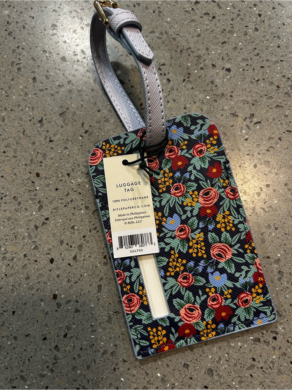Rifle Paper Co. Floral Luggage Tag in Black, Red, Pink & Green